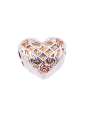 Chamilia Lattice Heart Sterling Silver Charm With Yellow & Rose Gold Accents